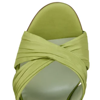 Affabula Bağcıklı – 100 mm Bantlı Sandalet – İpek Tafta – Haiiro – Kadın