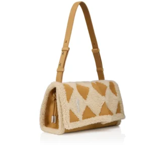 Baggy Small – Omuz Çantası – Elmas Şeklinde Dana Derisi ve Shearling – Bej