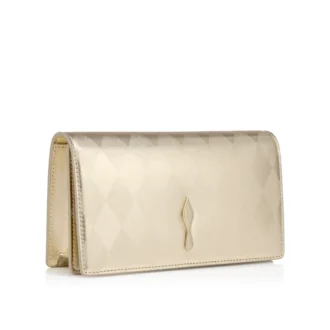 Bettina – Clutch – Elmas Şeklinde Lamine Kuzu Nappa Deri – Açık Platin