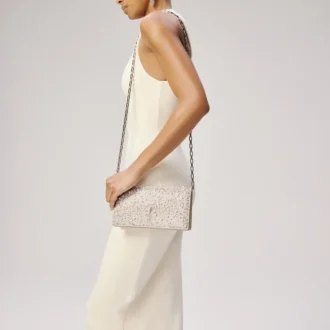 Bettina – Clutch – Süet, Strass ve İnciler – Gümüş