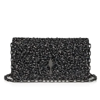 Bettina – Clutch – Veau Velours, Strass ve İnciler – Siyah