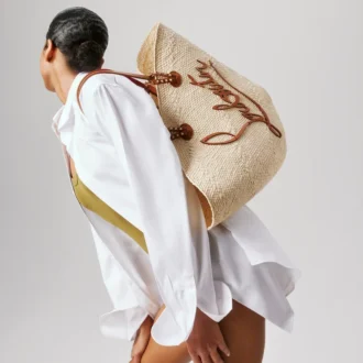 Cabata Large – Tote Çanta – Rafya ve Dana Derisi – Doğal