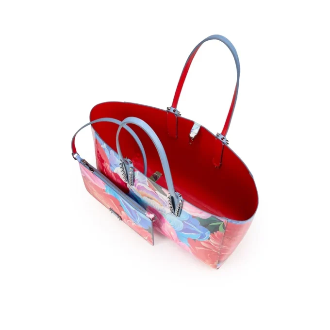 Cabata Small – Tote Çanta – Şakayık Desenli Patentli Dana Derisi – Çok Renkli