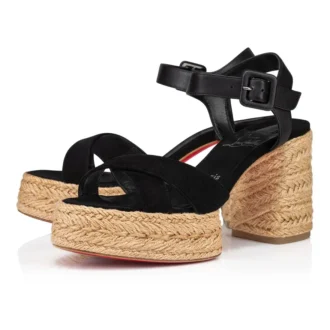 Calakala – 85 mm Espadril – Süet ve Dana Derisi – Siyah – Kadın