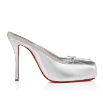 Cassia Mule – 100 mm Mules – Lamine Kuzu Nappa Deri – Gümüş – Kadın Cassia Mule – 100 mm Mules – Lamine Kuzu Nappa Deri – Gümüş – Kadın
