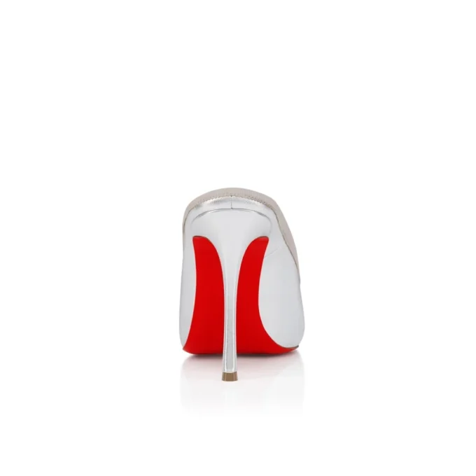 Cassia Mule – 100 mm Mules – Lamine Kuzu Nappa Deri – Gümüş – Kadın Cassia Mule – 100 mm Mules – Lamine Kuzu Nappa Deri – Gümüş – Kadın
