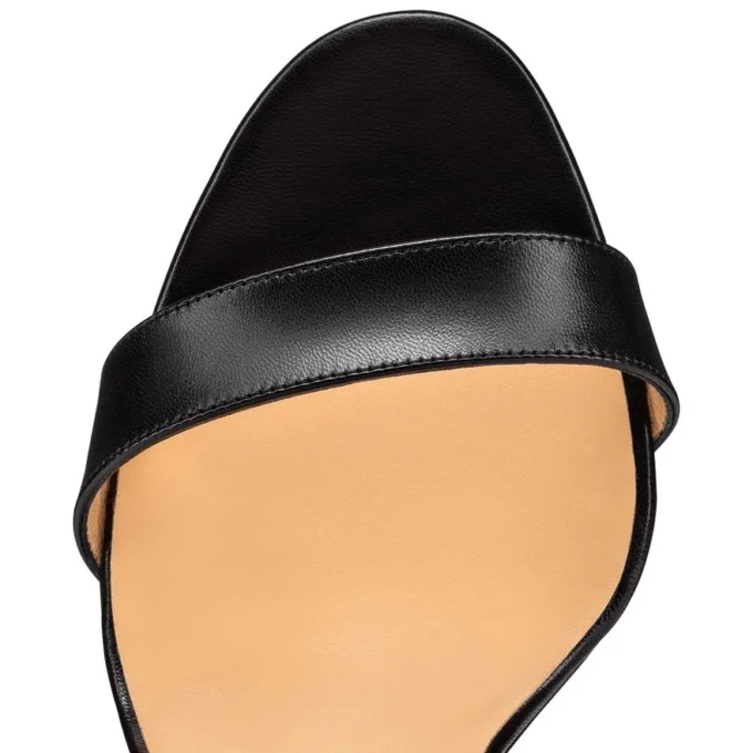 Choca Lux – 120 mm Bantlı Sandalet – Keçi Derisi – Siyah – Kadın
