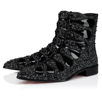 Circus Booty Perla – Botlar – Süet Deri ve Strass, Suni Dana Derisi – Siyah – Erkek