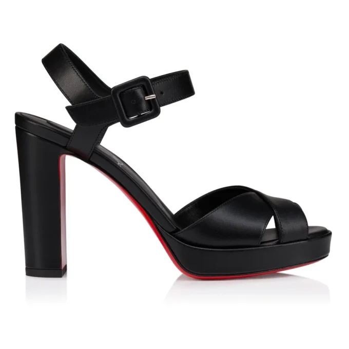 Cora – 100 mm Sandalet – Kuzu Nappa Deri – Siyah – Kadın