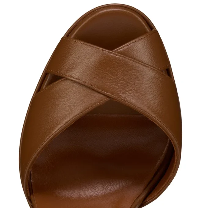Cora – 100 mm Topuklu Sandalet – Kuzu Nappa Deri – Cuoio – Kadın