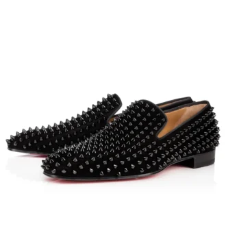 Dandelion Spikes – Loafer – Dana Kadife ve Çiviler – Siyah – Erkek
