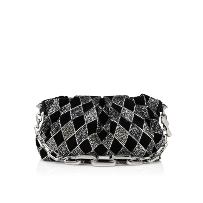 Eva Small – Omuz Çantası – Veau Velours ve Elmas Şeklinde Strass – Siyah Eva Small – Omuz Çantası – Veau Velours ve Elmas Şeklinde Strass – Siyah