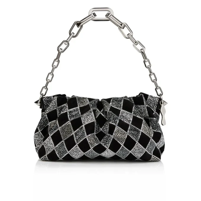 Eva Small – Omuz Çantası – Veau Velours ve Elmas Şeklinde Strass – Siyah Eva Small – Omuz Çantası – Veau Velours ve Elmas Şeklinde Strass – Siyah
