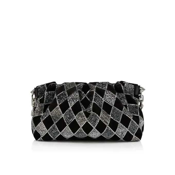Eva Small – Omuz Çantası – Veau Velours ve Elmas Şeklinde Strass – Siyah Eva Small – Omuz Çantası – Veau Velours ve Elmas Şeklinde Strass – Siyah