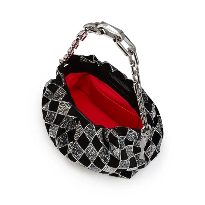 Eva Small – Omuz Çantası – Veau Velours ve Elmas Şeklinde Strass – Siyah Eva Small – Omuz Çantası – Veau Velours ve Elmas Şeklinde Strass – Siyah