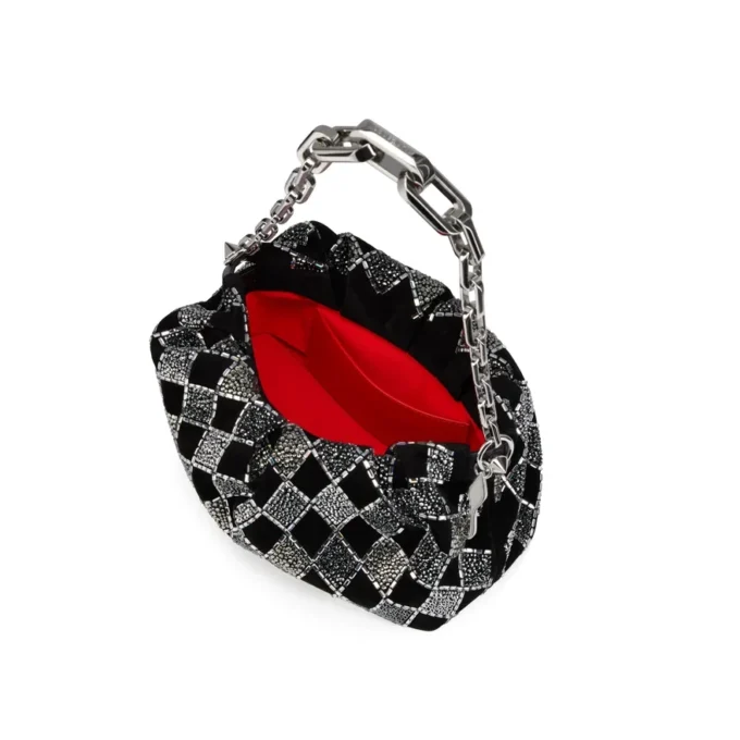 Eva Small – Omuz Çantası – Veau Velours ve Elmas Şeklinde Strass – Siyah Eva Small – Omuz Çantası – Veau Velours ve Elmas Şeklinde Strass – Siyah