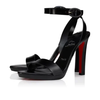 Fanny Sandalet – 120 mm Bantlı Sandalet – Patine Edilmiş Dana Derisi – Siyah – Kadın Fanny Sandalet – 120 mm Bantlı Sandalet – Patine Edilmiş Dana Derisi – Siyah – Kadın