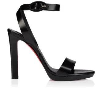 Fanny Sandalet – 120 mm Bantlı Sandalet – Patine Edilmiş Dana Derisi – Siyah – Kadın Fanny Sandalet – 120 mm Bantlı Sandalet – Patine Edilmiş Dana Derisi – Siyah – Kadın