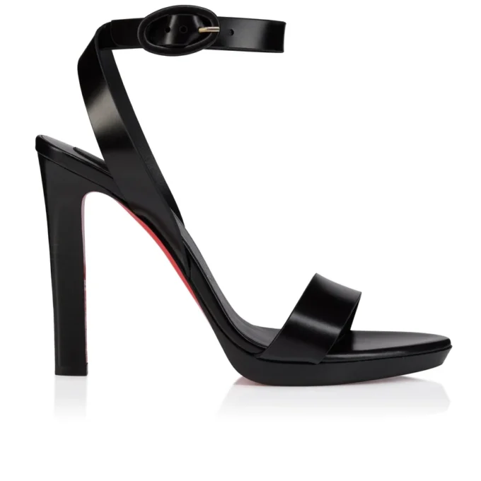 Fanny Sandalet – 120 mm Bantlı Sandalet – Patine Edilmiş Dana Derisi – Siyah – Kadın Fanny Sandalet – 120 mm Bantlı Sandalet – Patine Edilmiş Dana Derisi – Siyah – Kadın