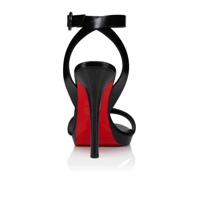 Fanny Sandalet – 120 mm Bantlı Sandalet – Patine Edilmiş Dana Derisi – Siyah – Kadın Fanny Sandalet – 120 mm Bantlı Sandalet – Patine Edilmiş Dana Derisi – Siyah – Kadın