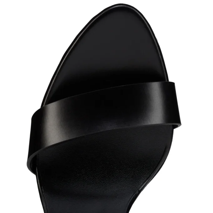 Fanny Sandalet – 120 mm Bantlı Sandalet – Patine Edilmiş Dana Derisi – Siyah – Kadın Fanny Sandalet – 120 mm Bantlı Sandalet – Patine Edilmiş Dana Derisi – Siyah – Kadın