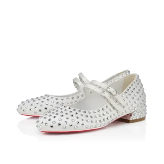 Jane Fille Strass Boum – Babetler – Krep Saten ve Strass – Fildişi – Çocuk Jane Fille Strass Boum – Babetler – Krep Saten ve Strass – Fildişi – Çocuk