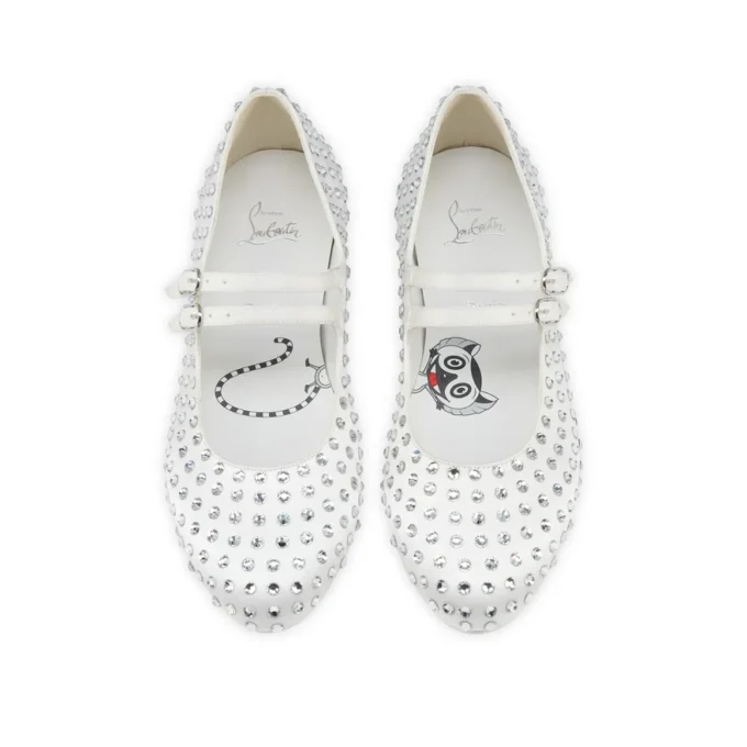 Jane Fille Strass Boum – Babetler – Krep Saten ve Strass – Fildişi – Çocuk Jane Fille Strass Boum – Babetler – Krep Saten ve Strass – Fildişi – Çocuk