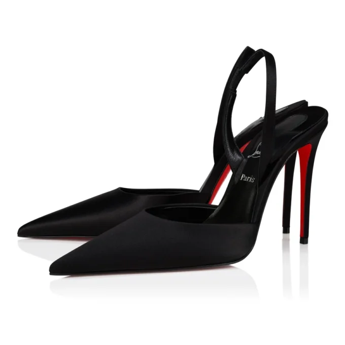 Kate Max O Sling – 100 mm Slingback Topuklu Ayakkabı – Krep Saten – Siyah – Kadın Kate Max O Sling – 100 mm Slingback Topuklu Ayakkabı – Krep Saten – Siyah – Kadın