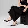 Kate Max O Sling – 100 mm Slingback Topuklu Ayakkabı – Krep Saten – Siyah – Kadın Kate Max O Sling – 100 mm Slingback Topuklu Ayakkabı – Krep Saten – Siyah – Kadın