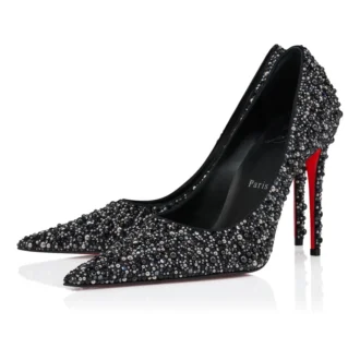 Kate Max Perla – 100 mm Topuklu Ayakkabı – Krep Saten, Strass ve İnciler – Siyah – Kadın Kate Max Perla – 100 mm Topuklu Ayakkabı – Krep Saten, Strass ve İnciler – Siyah – Kadın