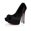 Lady Peep Suola Strass – 150 mm Topuklu Ayakkabı – Krep Saten – Siyah – Kadın
