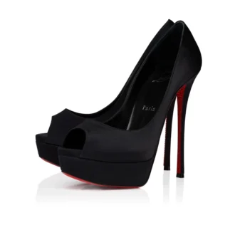 Lady Peep Suola Strass – 150 mm Topuklu Ayakkabı – Krep Saten – Siyah – Kadın Lady Peep Suola Strass – 150 mm Topuklu Ayakkabı – Krep Saten – Siyah – Kadın