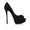 Lady Peep Suola Strass – 150 mm Topuklu Ayakkabı – Krep Saten – Siyah – Kadın