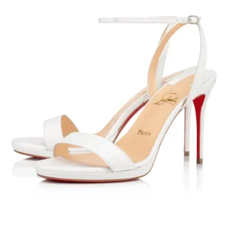 Loubi Queen – 100 mm Bantlı Sandalet – Nappa Deri – Bianco – Kadın Loubi Queen – 100 mm Bantlı Sandalet – Nappa Deri – Bianco – Kadın