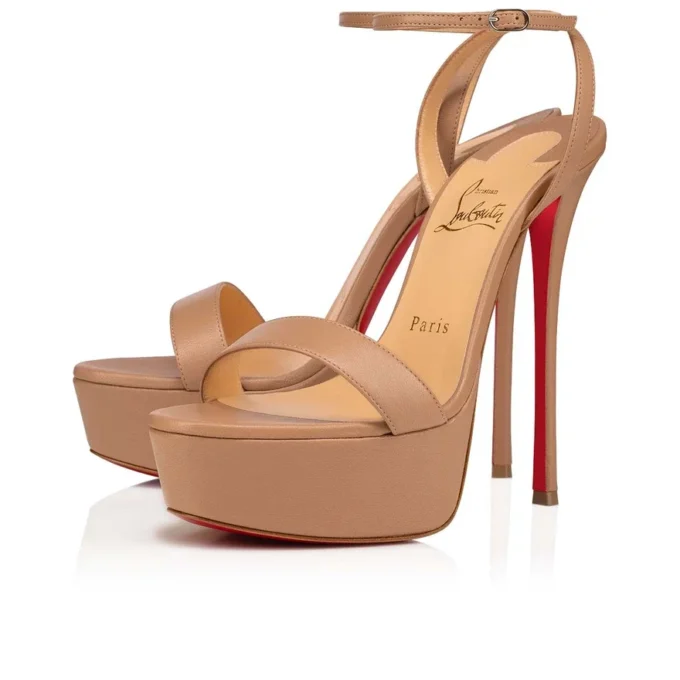 Loubi Queen Alta – 150 mm Bantlı Sandalet – Nappa Deri – Pembe – Kadın