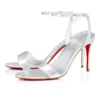 Loubigirl – 85 mm Bantlı Sandalet – Yanardöner Deri – Gümüş – Kadın