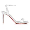 Loubigirl – 85 mm Bantlı Sandalet – Yanardöner Deri – Gümüş – Kadın