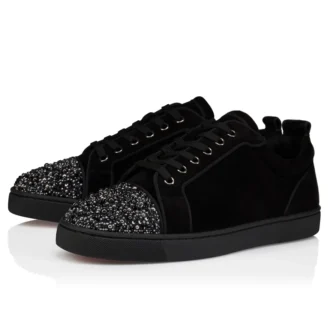 Louis Jr P Perla – Spor Ayakkabılar – Dana Kadife ve Strass – Siyah – Erkek Louis Jr P Perla – Spor Ayakkabılar – Dana Kadife ve Strass – Siyah – Erkek