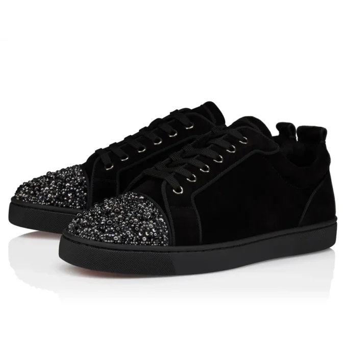Louis Jr P Perla – Spor Ayakkabılar – Dana Kadife ve Strass – Siyah – Erkek Louis Jr P Perla – Spor Ayakkabılar – Dana Kadife ve Strass – Siyah – Erkek