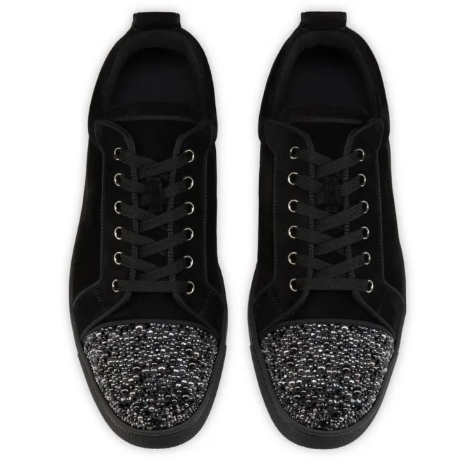 Louis Jr P Perla – Spor Ayakkabılar – Dana Kadife ve Strass – Siyah – Erkek Louis Jr P Perla – Spor Ayakkabılar – Dana Kadife ve Strass – Siyah – Erkek