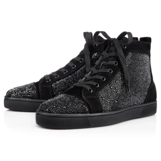 Louis Strass – Spor Ayakkabılar – Dana Kadife ve Strass – Siyah – Erkek Louis Strass – Spor Ayakkabılar – Dana Kadife ve Strass – Siyah – Erkek