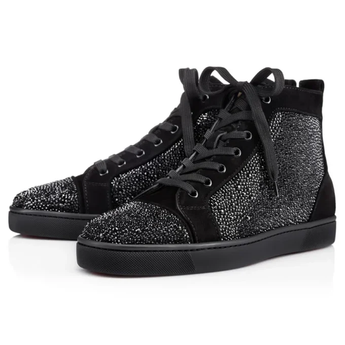 Louis Strass – Spor Ayakkabılar – Dana Kadife ve Strass – Siyah – Erkek Louis Strass – Spor Ayakkabılar – Dana Kadife ve Strass – Siyah – Erkek