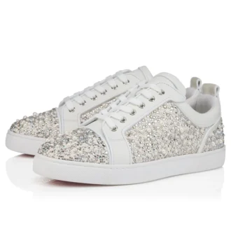 Louperla Jr – Spor Ayakkabılar – Krep Saten, Dana Derisi, Strass ve İnciler – Beyaz – Erkek Louperla Jr – Spor Ayakkabılar – Krep Saten, Dana Derisi, Strass ve İnciler – Beyaz – Erkek