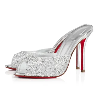 Me Dolly Strass – 100 mm terlik – Süet ve Strass – Gümüş Me Dolly Strass – 100 mm terlik – Süet ve Strass – Gümüş