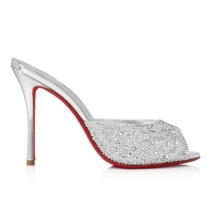 Me Dolly Strass – 100 mm terlik – Süet ve Strass – Gümüş Me Dolly Strass – 100 mm terlik – Süet ve Strass – Gümüş
