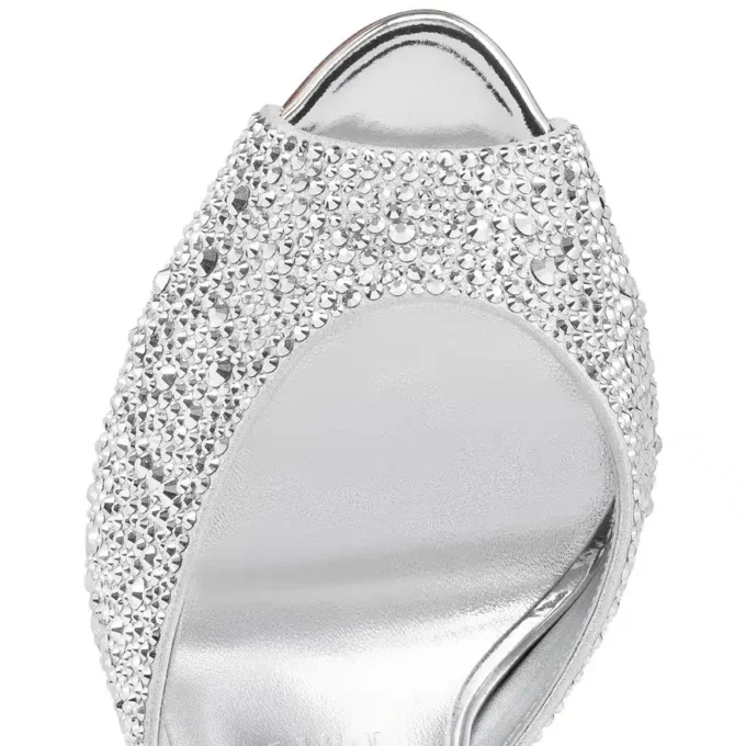 Me Dolly Strass – 100 mm terlik – Süet ve Strass – Gümüş Me Dolly Strass – 100 mm terlik – Süet ve Strass – Gümüş