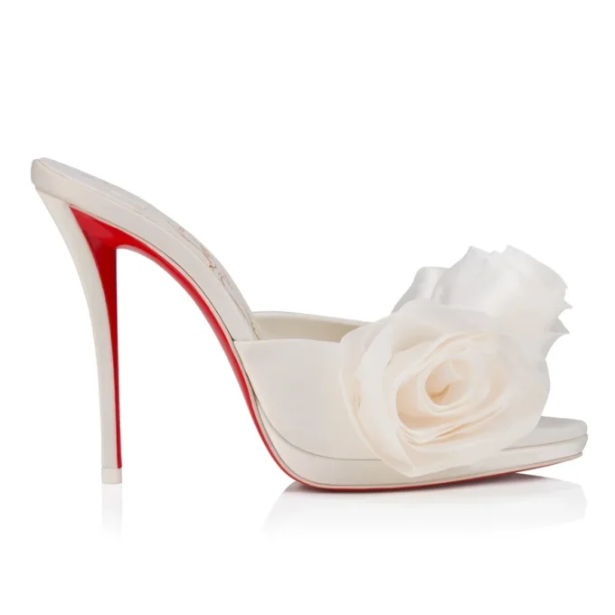 Mere Lachaise Mule – 120 mm Mules – Krep Saten – Fildişi – Kadın Mere Lachaise Mule – 120 mm Mules – Krep Saten – Fildişi – Kadın