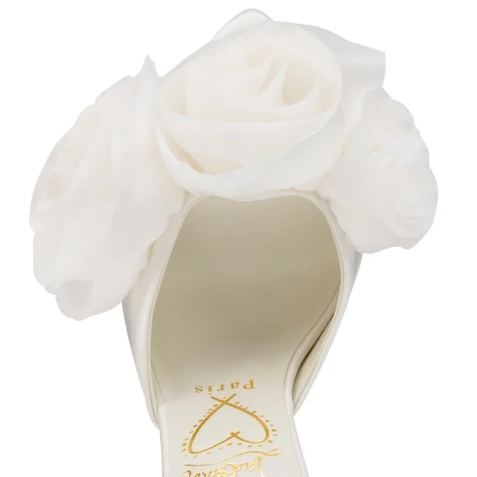 Mere Lachaise Mule – 120 mm Mules – Krep Saten – Fildişi – Kadın Mere Lachaise Mule – 120 mm Mules – Krep Saten – Fildişi – Kadın