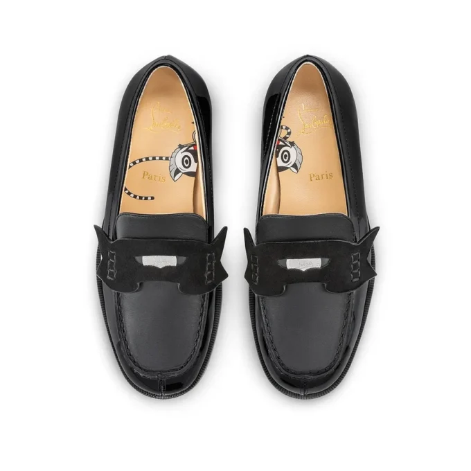 Mini Penny – Loafer – Parlak Dana Derisi ve Süet – Siyah – Çocuk