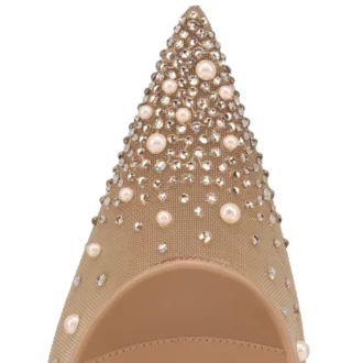Miss Z Degrastrass Perla – 100 Mm Topuklu Ayakkabı – File, Nappa Deri, Strass ve İnciler – Blush – Kadın Miss Z Degrastrass Perla – 100 Mm Topuklu Ayakkabı – File, Nappa Deri, Strass ve İnciler – Blush – Kadın